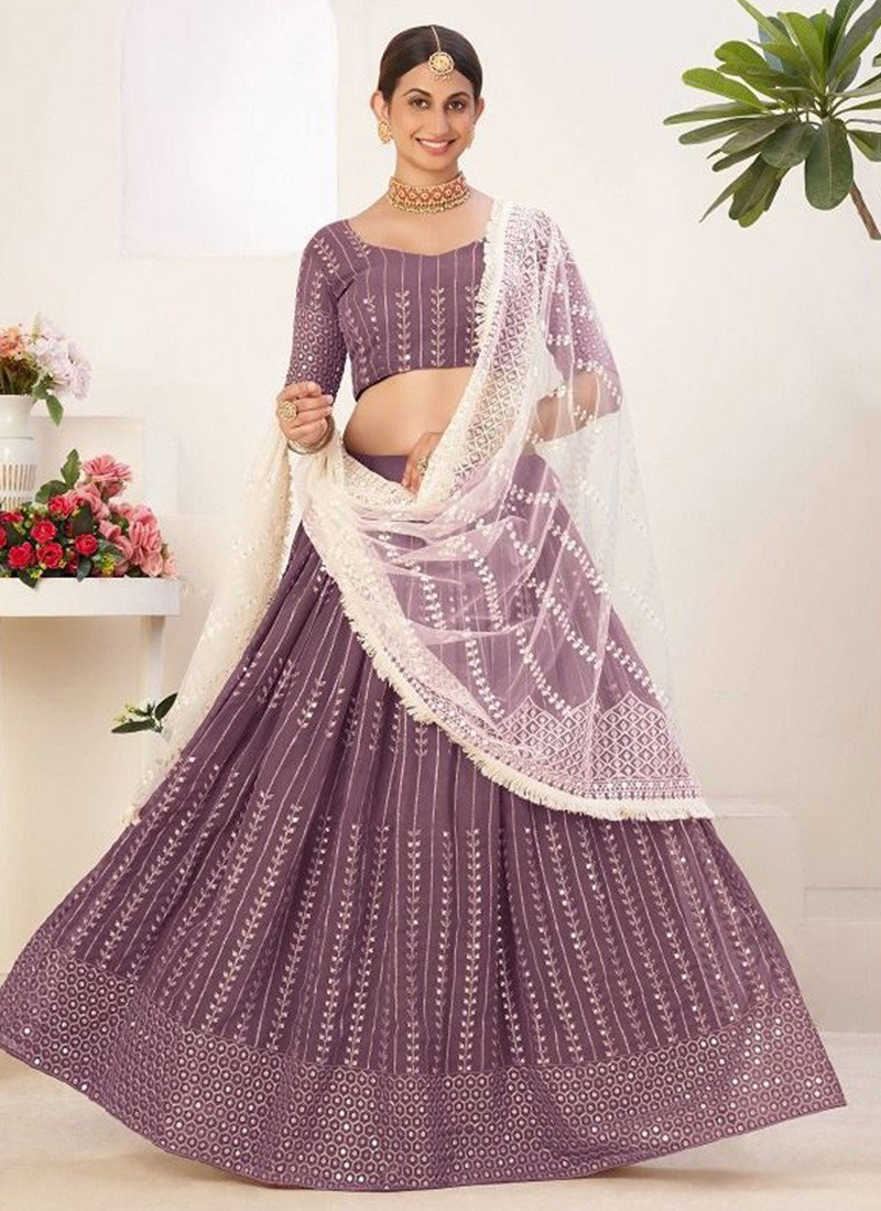 Sleek Rani Pink Pure Georgette Traditional Function Wear Pure Georgette Lehenga Choli Collection With Rani Pink Pure Georgette main image 1